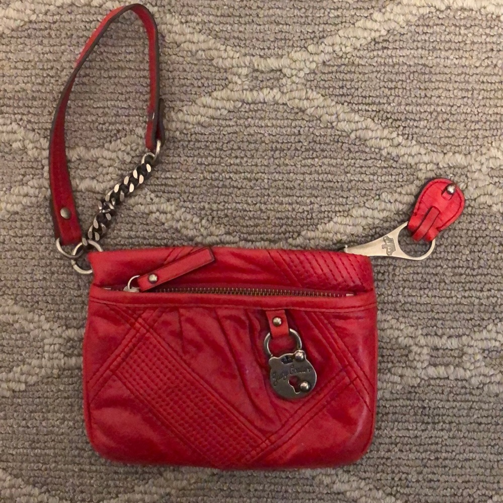 Red leather wristlet
